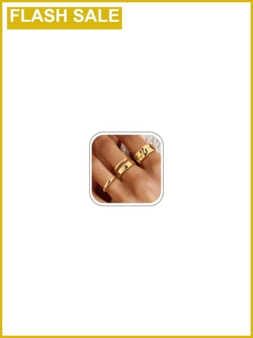 Stackable Gold Plated Ring Set for Women Non Tarnish Chunky Dainty